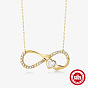 925 Sterling Silver Diamond Palm Heart Infinity Wedding Necklace for Women