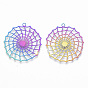 Ion Plating(IP) 201 Stainless Steel Filigree Pendants, Etched Metal Embellishments, Spider Web