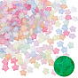 300Pcs Luminous Transparent Acrylic Beads, Star, with Gold Powder, Glow in the Dark