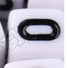 Opaque White Acrylic Beads, Cube with Black Number & Heart