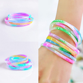 Candy-colored Silicone Letter Sports Bracelet - Fashionable Rubber Wristband BRK38