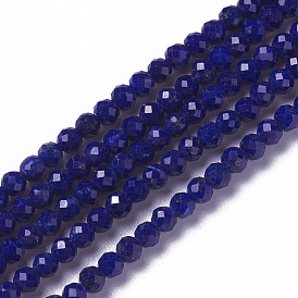 Natural Lapis Lazuli Beads Strands, Faceted, Round, Grade AAA