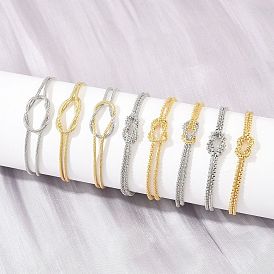 Messingkettenknoten-Armbänder aus 2 Strängen für Damen, Gestell, langlebig überzogen, cadmiumfrei und bleifrei
