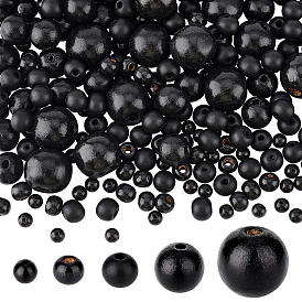 680 шт 5 стили бусины из натурального дерева, деревянные восковые бусы, окрашенные, круглые