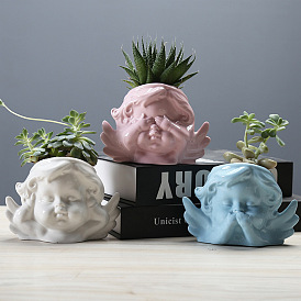 Cute character angel succulent flower pot simple creative personality desktop plant white ceramic flower pot