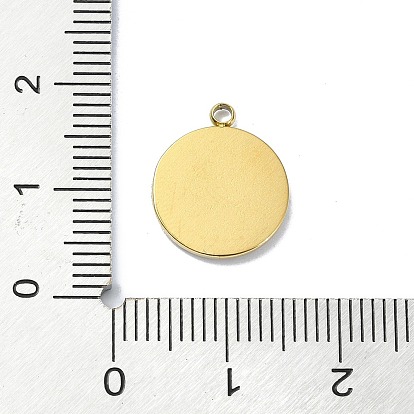 Ion Plating(IP) 304 Stainless Steel Pendants, Real 18K Gold Plated, Flat Round with Sun/Flower/Leaf/Moon/Star Charm