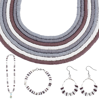 8 hebras 4 colores cuentas redondas planas de arcilla polimérica hechas a mano, Cuentas de heishi de disco para pendientes hawaianos, pulsera, collar, fabricación de joyas