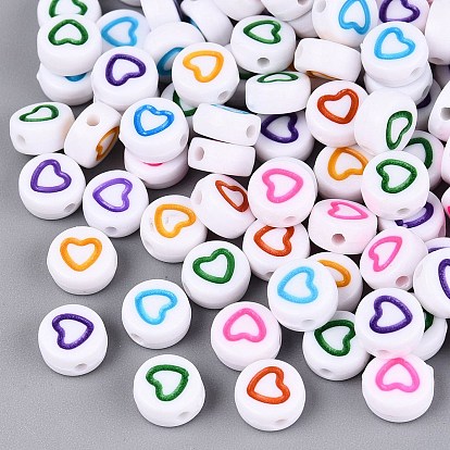 Opaque Acrylic Beads, Craft Beads, Flat Round & Heart
