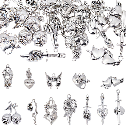 24шт 12 подвески из сплава в готическом тибетском стиле, античное серебро