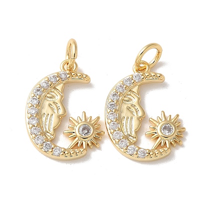 Латунные микропаве прозрачные подвески с фианитом, Луна прелести, без кадмия и без свинца, долговечный, стойки покрытие, с целью перехода в кольце