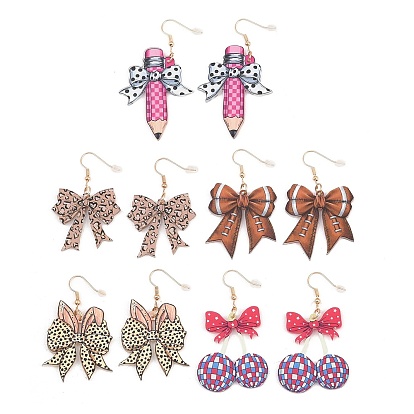 Акриловые серьги-подвески ко Дню учителя, с фурнитурой для сережек из сплава, золотые