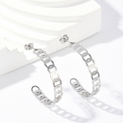 304 из нержавеющей стали серьги, С-образный с подвеской-цепочкой