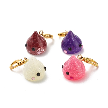 Decoraciones colgantes de lágrima de resina, encantos de broche de langosta, dijes con clip, para llavero, bolso, adorno de mochila, marcador de punto