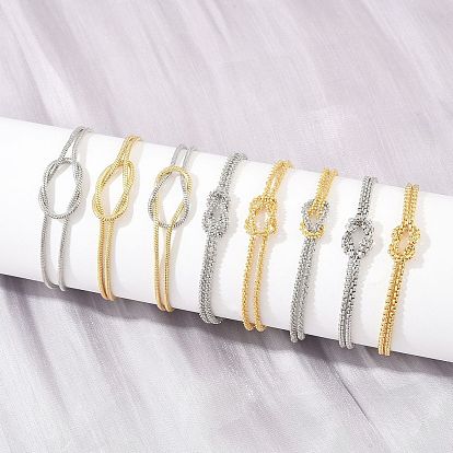 Messingkettenknoten-Armbänder aus 2 Strängen für Damen, Gestell, langlebig überzogen, cadmiumfrei und bleifrei