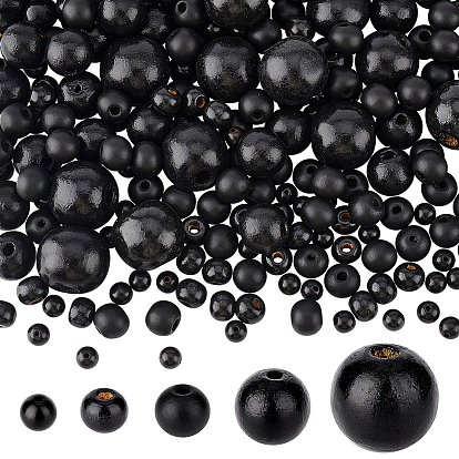 680 шт 5 стили бусины из натурального дерева, деревянные восковые бусы, окрашенные, круглые