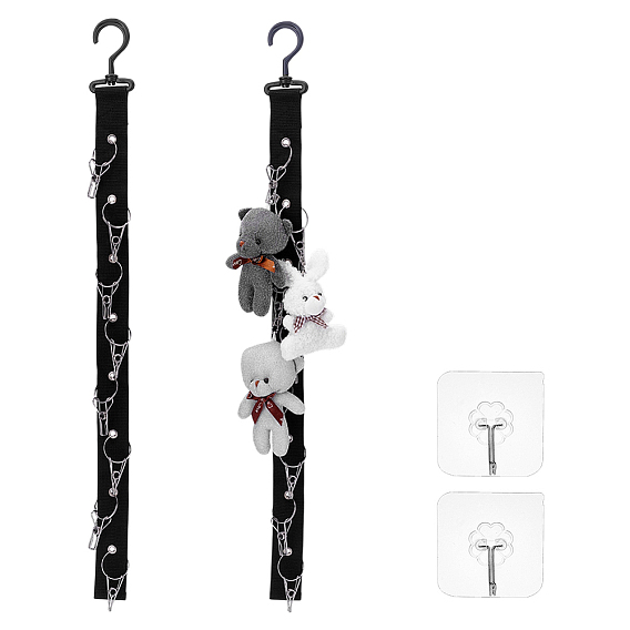 Nylon Plush Toy Display Strap, with Stainless Steel Clips