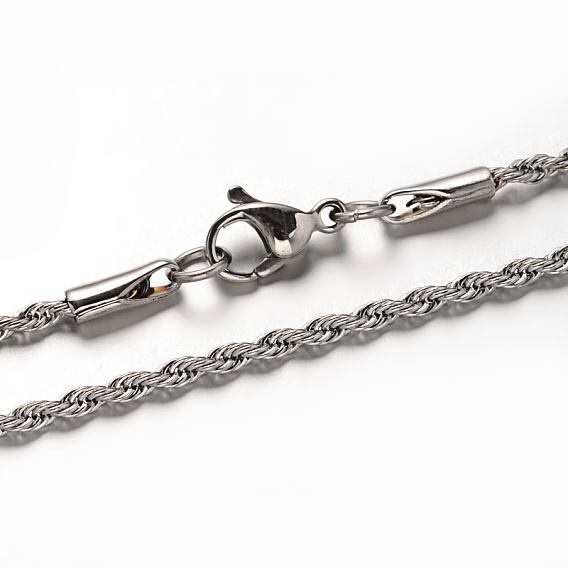 304 cuerda de acero inoxidable cadenas collares, con cierre de langosta