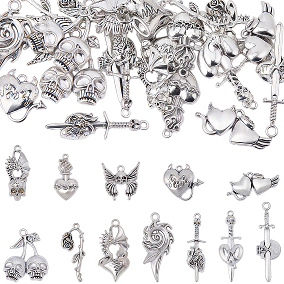 24шт 12 подвески из сплава в готическом тибетском стиле, античное серебро