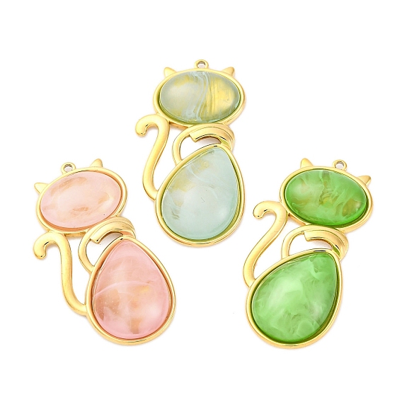 304 подвески из нержавеющей стали, кошка, cmолой, ионное покрытие (ip), реальный 18 k позолоченный