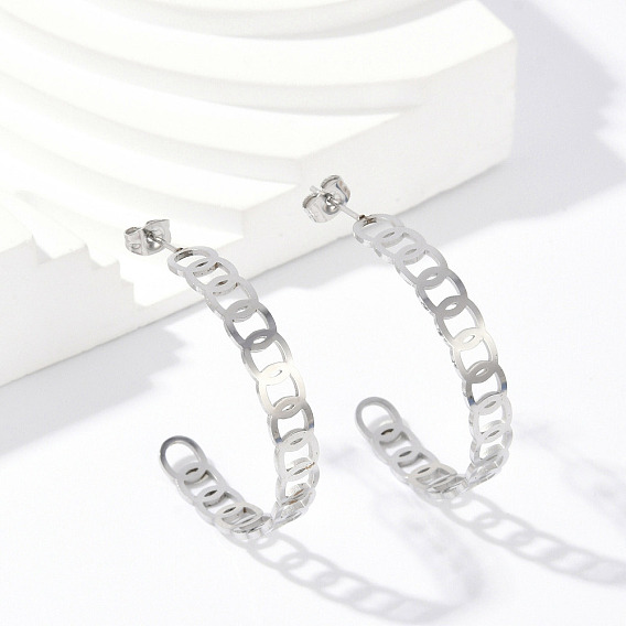 304 из нержавеющей стали серьги, С-образный с подвеской-цепочкой