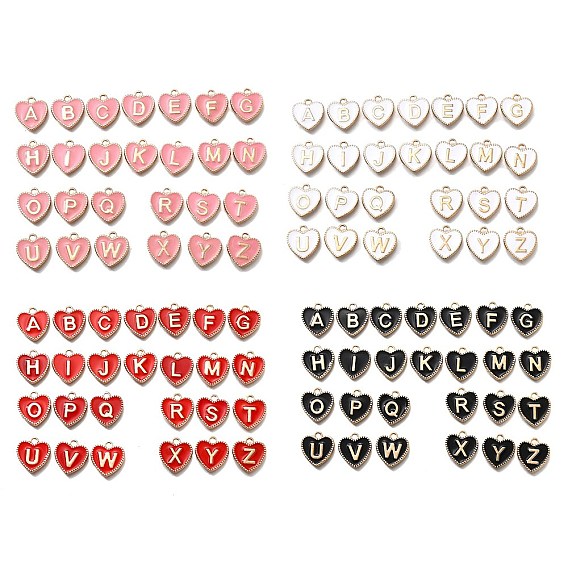 Подвески из эмали и сплава, золотые, сердце с подвеской в виде буквы az