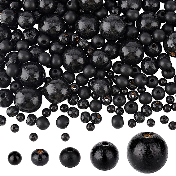 680 шт 5 стили бусины из натурального дерева, деревянные восковые бусы, окрашенные, круглые