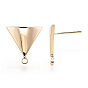 Brass Stud Earring Findings, with Loop, Triangle, Nickel Free