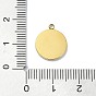 Ion Plating(IP) 304 Stainless Steel Pendants, Real 18K Gold Plated, Flat Round with Sun/Flower/Leaf/Moon/Star Charm