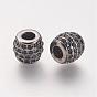Brass Micro Pave Cubic Zirconia Beads, Barrel, Large Hole Beads