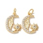 Латунные микропаве прозрачные подвески с фианитом, Луна прелести, без кадмия и без свинца, долговечный, стойки покрытие, с целью перехода в кольце