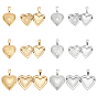 12шт. 6 стили: сердце 316 подвески-медальоны из нержавеющей стали, с 201 защелкивающимися дужками из нержавеющей стали, подвесками-рамками для фотографий из нержавеющей стали, ионное покрытие (ip)