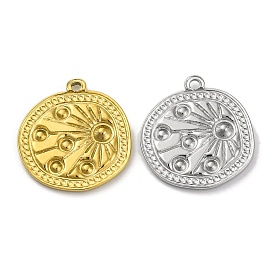 Ионное покрытие (ip) 304 подвески из нержавеющей стали, плоский круглый с солнечным шармом