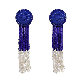 Tassel Earrings with Rice Beads and Fringes - Elegant, Bohemian, Delicate.