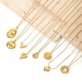 Stainless Steel Pendants Necklaces, Real 18K Gold Plated