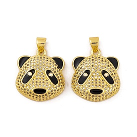 Brass Micro Pave Cubic Zirconia Pendants, with Enamel, Real 18K Gold Plated Panda Charms