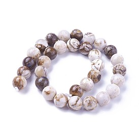 Природные окаменелое дерево бисер пряди, круглые