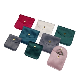 Velvet Jewelry Storage Bags with Snap Button, for Earrings, Rings, Necklaces, Square