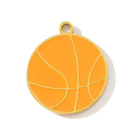 304 нержавеющей стальной эмали подвески, Баскетбол прелести, ионное покрытие (ip), реальный 18 k позолоченный