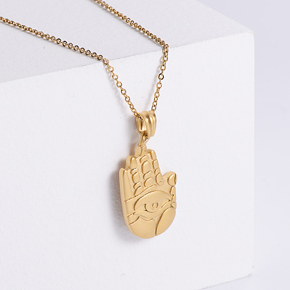 Винтажные готические ожерелья из нержавеющей стали с подвеской в виде руки хамса