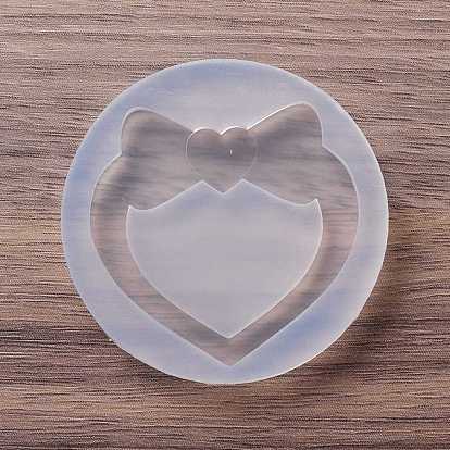 DIY Heart with Bowknot Quicksand Silicone Molds, Resin Casting Molds, for UV Resin & Epoxy Resin Craft Making