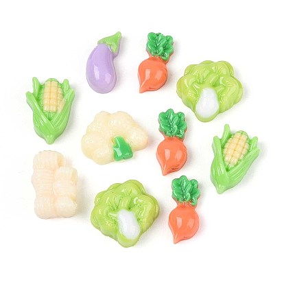 Кабошоны из непрозрачной смолы на тему овощей, разнообразные