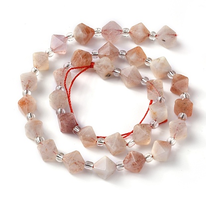 Sunstone naturelle perles brins, facette, avec des perles de rocaille, Toupie