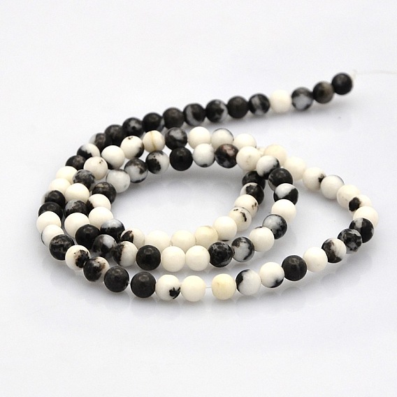 Rondes zébrées naturelle perles jaspe de pierres précieuses brins
