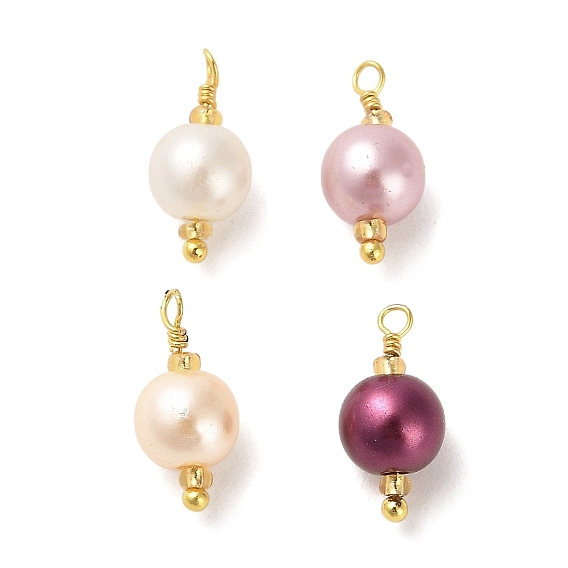 Абс пластмассовые жемчужные подвески, с латунной фурнитурой из настоящего золота 18k и стеклянными бусинами, круглый шарм