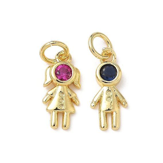 Латунные микро проложить кубического циркония подвески, стойки покрытие, шармы в форме человека , без свинца и без кадмия, долговечный, с целью перехода в кольце