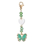 Butterfly Alloy Enamel Pendant Decorations, with Heart Freshwater Shell Beads and 304 Stainless Steel Lobster Claw Clasps