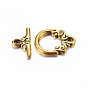 Tibetan Style Toggle Clasps, Cadmium Free & Lead Free, Flat Round: 20x15x2mm, Hole: 2x3mm, Bar: 17x9x2mm, Hole: 2x3mm, about 500pcs/1000g