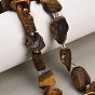 Natural Tiger Eye Beads Strands, Raw Rough, Nuggets, with Seed Beads