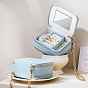 2-Layer Portable PU Leather Jewelry Set Shoulder Bag Boxes, Jewelry Zipper Case with Mirror Inside, for Earrings, Rings, Necklaces Storage