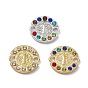 Alloy Connector Charms, with Rhinestones, Flat Round Links with Religion Virgin Pattern
